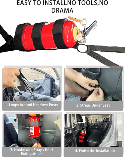 2-Pack Car Fire Extinguisher Bracket：Adjustable Extinguisher Mount Strap for 2.5-3.3lb Extinguisher Use for Universal Truck ATV Car & More Car Roll Bar Fire Extinguisher Mount Holder