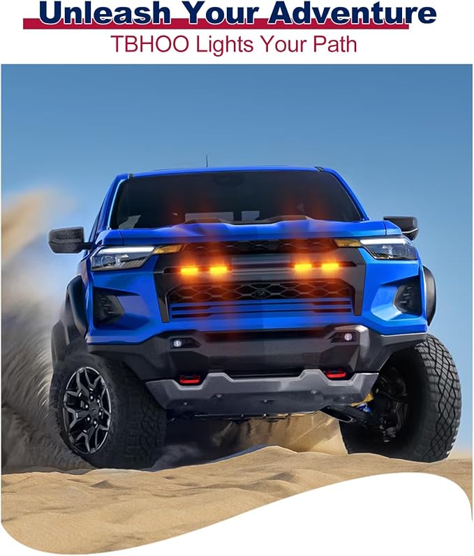 Front LED Grill Lights for Chevrolet Colorado GMC Canyon 2023-2026, Yellow | Colorado Canyon Raptor Lights, Upgrade front-end Style, Brightness amber LEDs with waterproof ABS, Easy no-drill 3M install