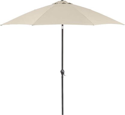 Sunline 9 ft Patio Umbrella with Crank & Push Button Tilt, Outdoor Market Umbrella with UV Protection & Wind Vent and Fiberglass Ribs, Metal Frame for Deck, Pool & Table, Antique Beige
