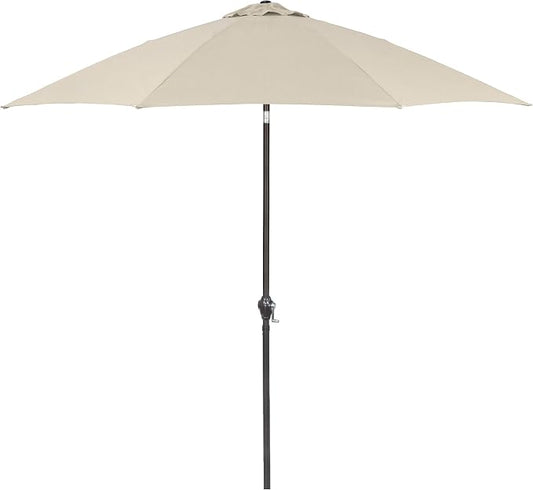 Sunline 9 ft Patio Umbrella with Crank & Push Button Tilt, Outdoor Market Umbrella with UV Protection & Wind Vent and Fiberglass Ribs, Metal Frame for Deck, Pool & Table, Antique Beige
