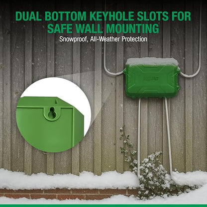 [IMPROVED MODEL] Large Outdoor Electrical Box-13 X 8.7 X 5.2 INCHES, MAXIMUM Water-Protection Extension Cord cover with Metal Latches, Power cord Box for Plugs, Outlets, Christmas Lights, strips.GREEN