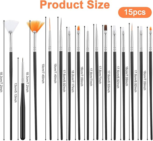 JJUNW 15 PCS Cake Decorating Brushes, Sugar Cookie Decorating Brushes Kit Food Safe Basting Brush Multifunctional Decorative Baking Supplies Candy Icing Pastry Brush for Bakers(Black)