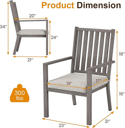 FansaFurn Patio Dining Chairs Set of 2, Aluminum Outdoor Patio Chairs with Waterproof Cushions, Metal Outdoor Patio Furniture Set for Porch, Balcony, Deck, Backyard, Grey