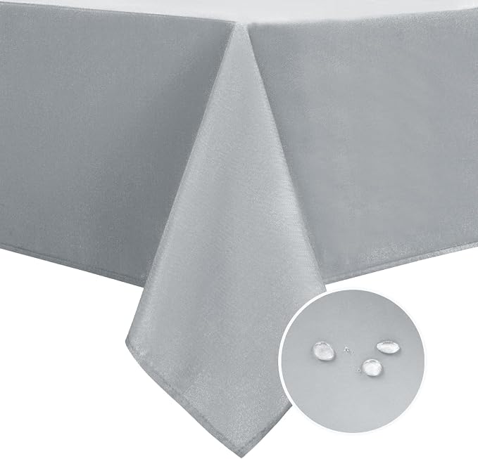 DWCN Square Tablecloth - 54 x 54 Inch - Waterproof Stain and Wrinkle Resistant Washable Table Cloth, Decorative Fabric Table Cover for Kitchen Dining Room Party and Outdoor Use, Silver Grey