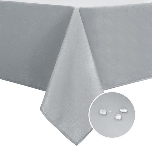 DWCN Square Tablecloth - 54 x 54 Inch - Waterproof Stain and Wrinkle Resistant Washable Table Cloth, Decorative Fabric Table Cover for Kitchen Dining Room Party and Outdoor Use, Silver Grey