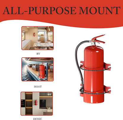Premium Fire Extinguisher Mount Bracket 2-Pack - Supports up to 10 lbs, Heavy-Duty & Easy Installation - Ideal for Home, Truck, RV, Boat, Marine & Commercial Use - Secure & Durable Holder