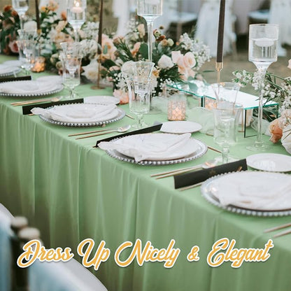 BRILLMAX 6 Pack Sage Green Tablecloths 60x102 Inch for 6ft Rectangle Tables | 150 GSM Polyester Fabric, 15" Standard Drop, Water, Stain & Wrinkle Resistant Cloth Cover for Wedding Reception Banquet Party