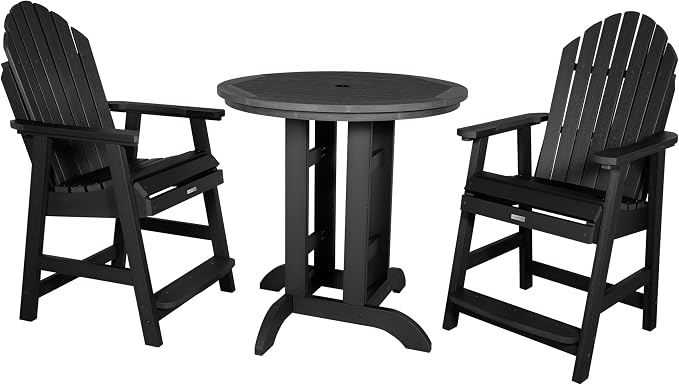 highwood Hamilton 3 Piece Round Counter Height Dining Set, Black