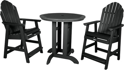 highwood Hamilton 3 Piece Round Counter Height Dining Set, Black