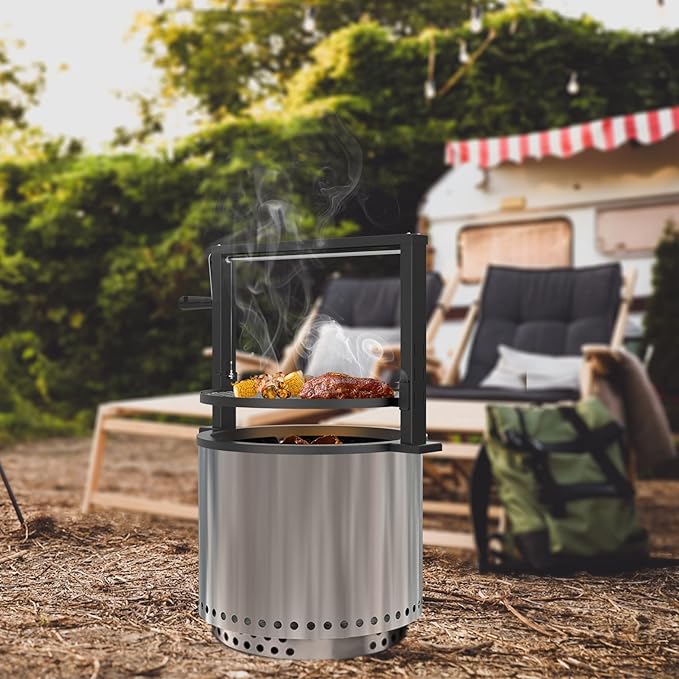 only fire Santa-Maria Style Rotisserie Rotating System for Solo Stove Bonfire 19.5" Smokeless Fire Pit - Global Patent