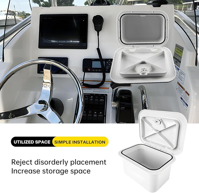 Marine Deck Access Hatch 10.63"×14.76" White/Black Rectangle Boat Hatch & Lid,Boat Deck Hatch Lids
