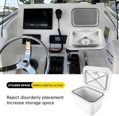 Marine Deck Access Hatch 10.63"×14.76" White/Black Rectangle Boat Hatch & Lid,Boat Deck Hatch Lids