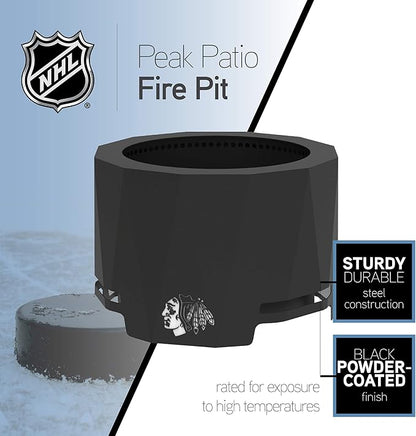 Blue Sky Outdoor Living NHL Winnipeg Jets 24” Steel Peak Patio Smokeless Fire Pit with Spark Screen Kit, Firewood and/or Wood Pellet Burning