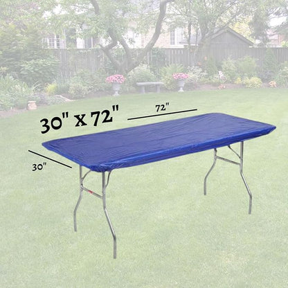 30" x 72" (6 Feet) Royal Blue Rectangular Fitted Plastic Table Covers - 10 Pack