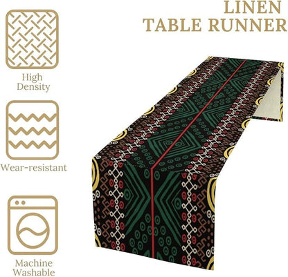 African Geometric Tribal Table Runner Vintage Abstract Ethnic Aztec Traditional Seasonal Summer Holiday Dinner Runner for Farmhouse Kitchen Dinner Table Party Decoration 13x36in