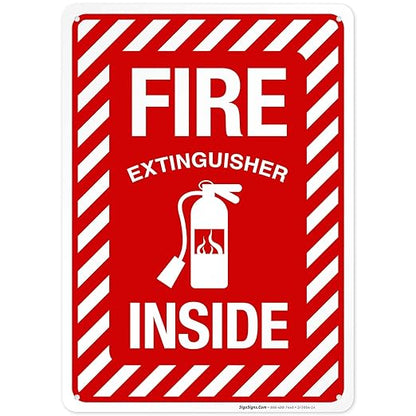 Fire Extinguisher Inside Sign, Fire Safety Sign, 10x14 Inches, Rust Free .040 Aluminum, Fade Resistant, Indoor/Outdoor Use, Made in USA