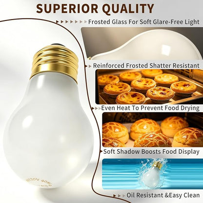 Oven Light Bulb 40 Watt A15 E26 Base Stove Light Bulb 120V | High Temp 300 °C Resistant Replace 02.30.265.00 for Range Microwaves Lava Lamp Replacement Bulbs (6PCS)