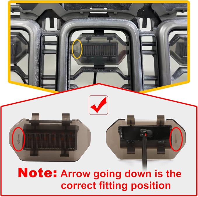 Amber Led Grill Grille Lights for 2024 2025 2026 Jeep Wrangler JL Jlu Sport | 6 in 1 upgraded Oem Jl Jlu grills light assembly