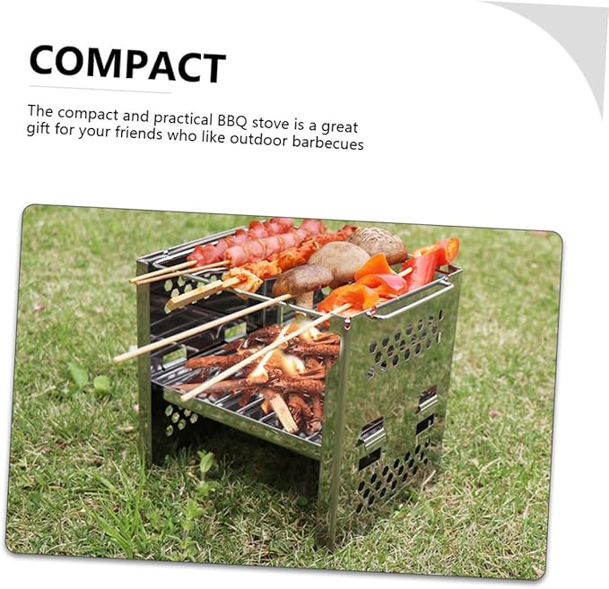 Kisangel Portable Charcoal Grill Bbq Grill for Camping Outdoor Garden Sturdy Grate Lightweight Easy Assembly