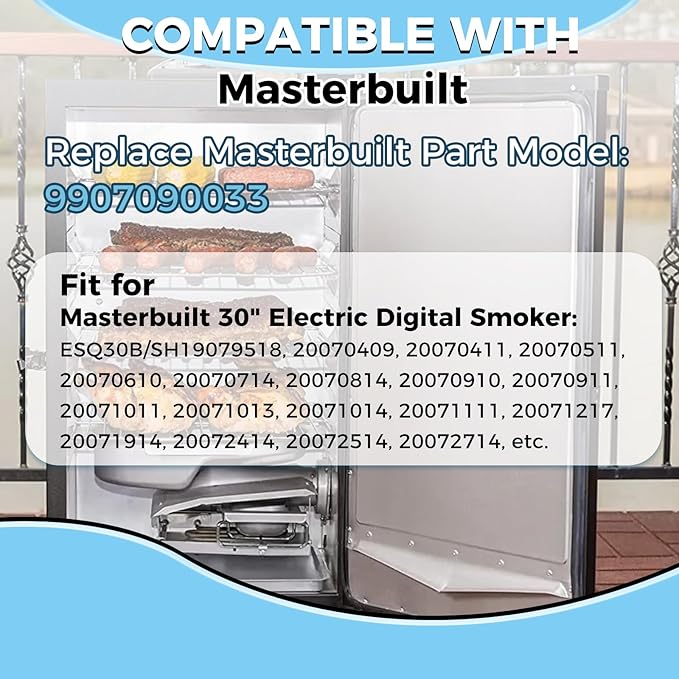 800 Watts Smoker Heating Element Kit Replacement for Masterbuilt & Char-Broil Digital Electric Smokers, Replace 9907090033 or FDES30111