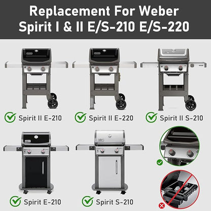 Uniflasy 7637 17.5 Inch Cast Iron Griddle Grates Replacement Part for Weber Spirit E210 E220 S210 S220 with Front Control, Reversible Griddle Plate for Weber Spirit & Spirit II 200 Series