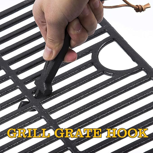 Heavy Duty Iron Grill Grate Hook - Compatible with Weber, Char-Broil & Camp Chef Grills (Fire Pit & BBQ Safe)