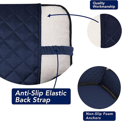 PureFit Reversible Quilted Sofa Cover, Water Resistant Medium Slipcover Furniture Protector, Washable Couch Cover with Non Slip Foam and Elastic Straps for Kids, Dogs, Pets (Loveseat, Navy/Ivory) | Navy/Ivory, Water Resistant Couch Protector, Washable ...