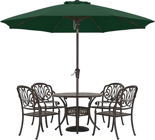 ABCCANOPY 10FT Patio Umbrella, Outdoor Waterproof Table Umbrella with Push Button Tilt and Crank, 8 Ribs UV Protection Pool Umbrella for Garden, Lawn, Deck & Backyard (Forest Green)