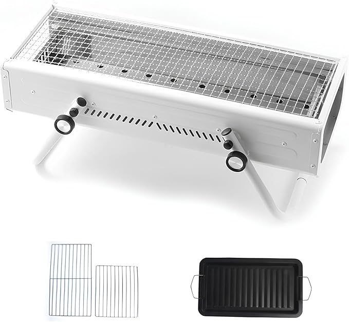 Portable Charcoal BBQ Grill Foldable Legs Easy to Clean Removable Charcoal Tray Ideal for 4 7 People Perfect for Outdoor Cooking (Black)