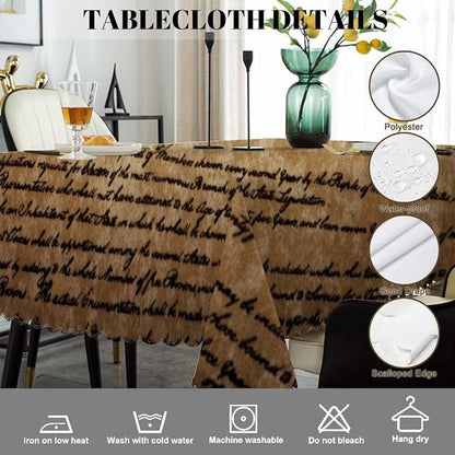 Swono Constitution Rectangular Tablecloth Retro United States Constitution We The People Washable Table Cloth Kitchen Dining Room Table Cover for Party Dinner 50x72 Inch Tablecloths