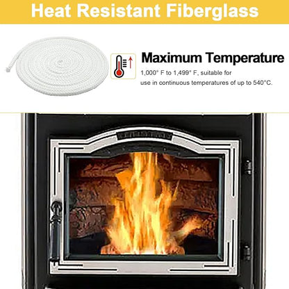 1-00-00888-10 Stove Door Gasket for Harman P68, P43, P61, Accentra 52i, P35i, XXV, Advance, P38, PC45 Pellet Stoves and Harman 300i Woodstoves, 1/2" x 10FT Fiberglass Rope Seal Replacement.