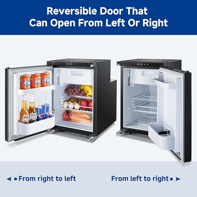 BODEGACOOLER Upgraded 12-Volt Refrigerator, 45L(1.6cu.ft) RV Fridge and Freezer with APP Control & Lock, Portable Electric Cooler -4℉ to 46℉, 12/24V DC for Truck, RV, Camping, Travel