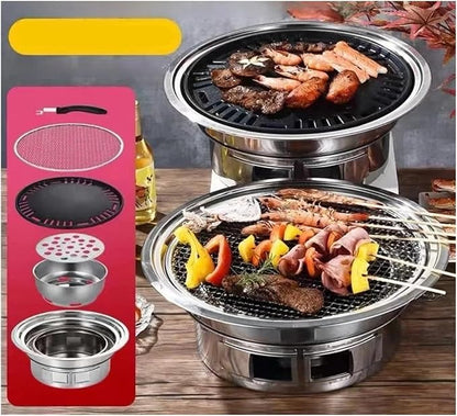 Multifunctional Charcoal Barbecue Grill, Household BBQ, Portable Camping Stove(35cm Set)