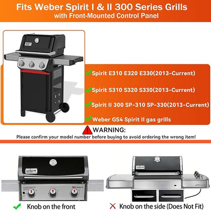 Spirit e310 7636 Flavorizer Bars & 69787 Grill Burner for Weber Spirit and Spirit II 300 Series E310 E320 E330 S310 S320 S330 68950 with Front Control, Grill Parts 15.3" Heat Plate, 18" Burner Tube