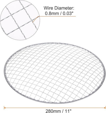 HARFINGTON 10pcs Round BBQ Grill Net 11"x0.9" Galvanized Iron Barbecue Mesh Mat for Baking Smoking Charcoal Grilling Roasting