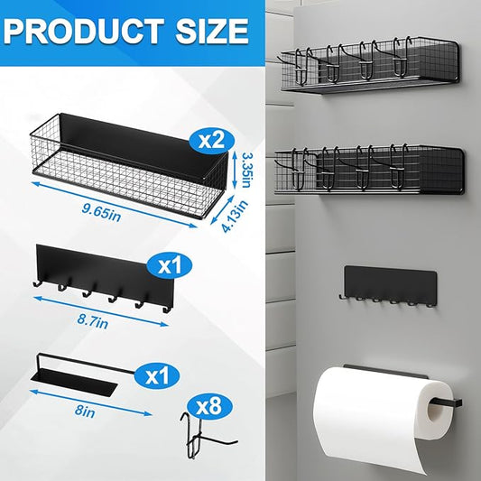 Maxdot 2 Pack Small Magnetic Storage Bins for Pellet Smoker Grill, Grill Caddy with Paper Towel Holder and Hooks, BBQ Organizer Accessories for Most Pellet Grills