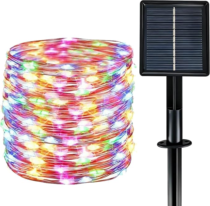 Solar String Lights Outdoor Waterproof 33ft 100LED 8 Modes Twinkle Lights Solar Fairy Lights for Patio, Garden Yard Party Wedding Tree Christmas Halloween Decoration, Multicolor