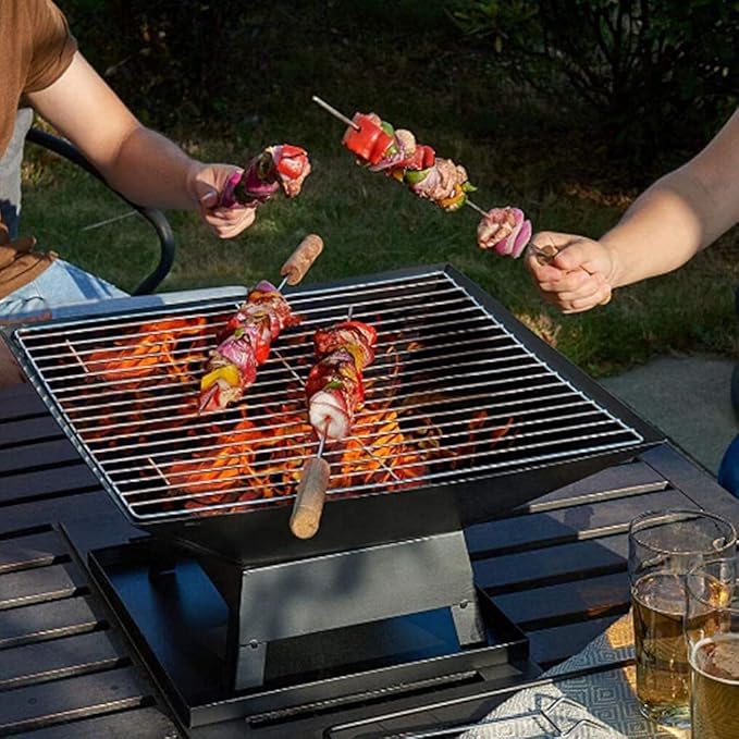 Charcoal Grill Barbecue,Firepit for Outside Portable,with Grill Grate,BBQ Grill,Small,for Outside Camping Patio Barbecue