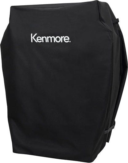 Kenmore 33 Inch Gas Grill Cover for Outdoor Grill, Universal BBQ Grill Cover for 2- and 3-Burner Gas Grill, Weatherproof, UV- and Fade-Resistant with Hook & Loop Straps, Black