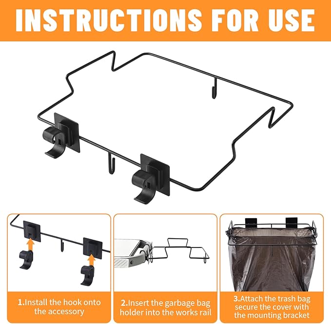 Organizer Kit for Weber Grills Includes Paper Towel Holder Garbage Bag Holder Condiment Caddy and Four Tool Hooks, Grill Accessories for Weber Side Rail