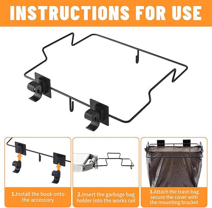 Organizer Kit for Weber Grills Includes Paper Towel Holder Garbage Bag Holder Condiment Caddy and Four Tool Hooks, Grill Accessories for Weber Side Rail