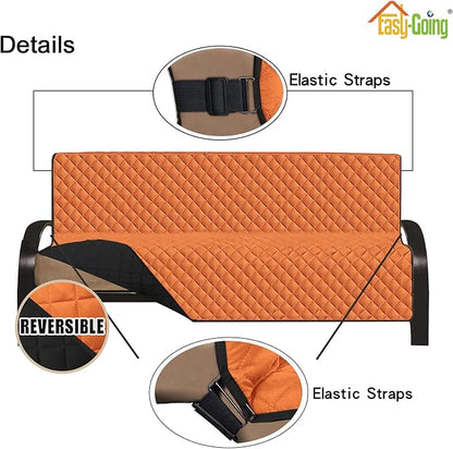 Easy-Going Reversible Couch Cover, Large Futon Sofa, Orange/Black | Machine Washable Slipcover For Dogs, Water Resistant Furniture Mat For Living Room, Non-Slip Sofa Cover, Pet Friendly