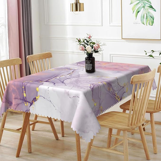 52x70inches Abstract Pink Purple Marble Table Cloth Watercolor Ombre Ink Painting Art Modern Texture Tablecloth Waterproof Polyester Table Cover for Dining Room Kitchen Themed Party Decor