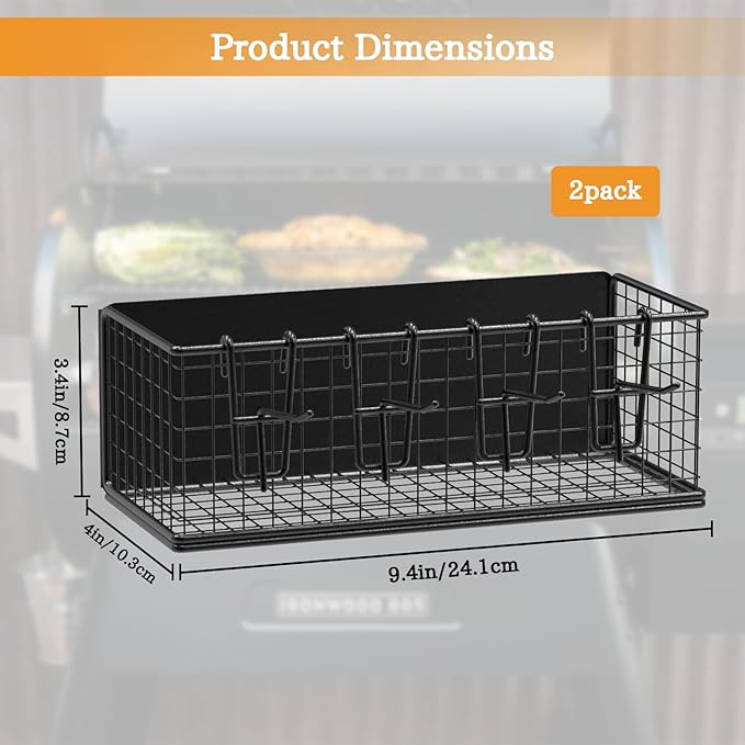 2 Pack of Magnetic Storage Bin for Traeger Grills, Suit for Traeger Ironwood 885, Pro Series 34, Pro Series 22, Pro D2 575, Pro 780, Ironwood 650, Z-Grills, Pit boss