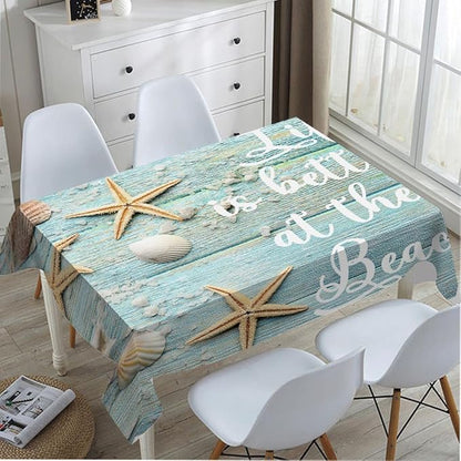 TKS MITLAN Tablecloth Life is Better is The Beach Table Cloth Rectangle Table 60 x 84 Inch Summer Sand Sea Shells Starfishes Kitchen Decorations for Home Dinner Party
