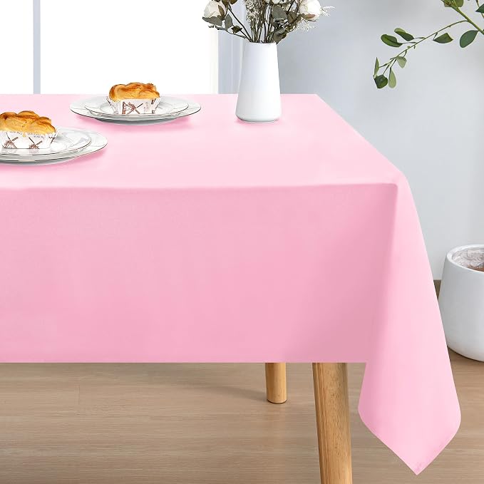 DWCN Pink Tablecloth Rectangle - Waterproof Stain and Wrinkle Resistant Washable Table Cloth, Decorative Fabric Table Cover for Kitchen Dining Room Party and Outdoor Use, 54 x 80 Inch