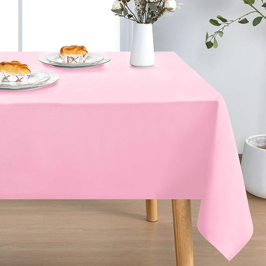 DWCN Pink Tablecloth Rectangle - Waterproof Stain and Wrinkle Resistant Washable Table Cloth, Decorative Fabric Table Cover for Kitchen Dining Room Party and Outdoor Use, 54 x 80 Inch