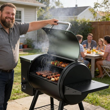 DAMNISS Pellet Smoker Grill Combo, 456 SQ.IN Cooking Area with PID Temperature Control (180-450°F) Electric BBQ Meat Grills & Smokers, Patio Backyard for Roast Outdoor