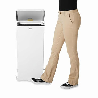 Rubbermaid Commercial Products Defenders Biohazard Step-On Trash Can 13-Gallon White Square Steel Waste Disposal in Doctors Office/Hospital/Medical/Healthcare Facilities