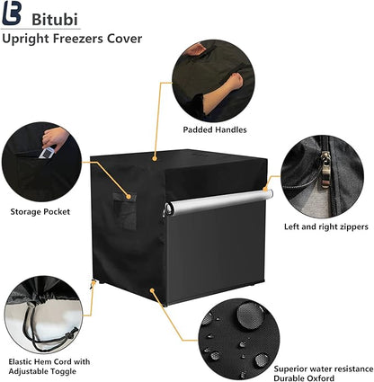 Bitubi Upright Freezers Cover,Outdoor Refrigerator Cover,– Waterproof, Dustproof, Sun-Proof, 20" W x 20" D x 21" H. Suitable for most 1.1 Cubic Compact Mini Freezer on market (Black)